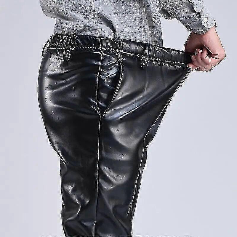 Spring Casual Male Leather Pants Plus Size Breathable