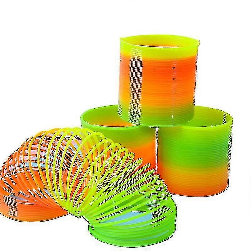 Plastic Slinky Toy Bundle - 3 Giant Rainbow Springs for Educational Fun