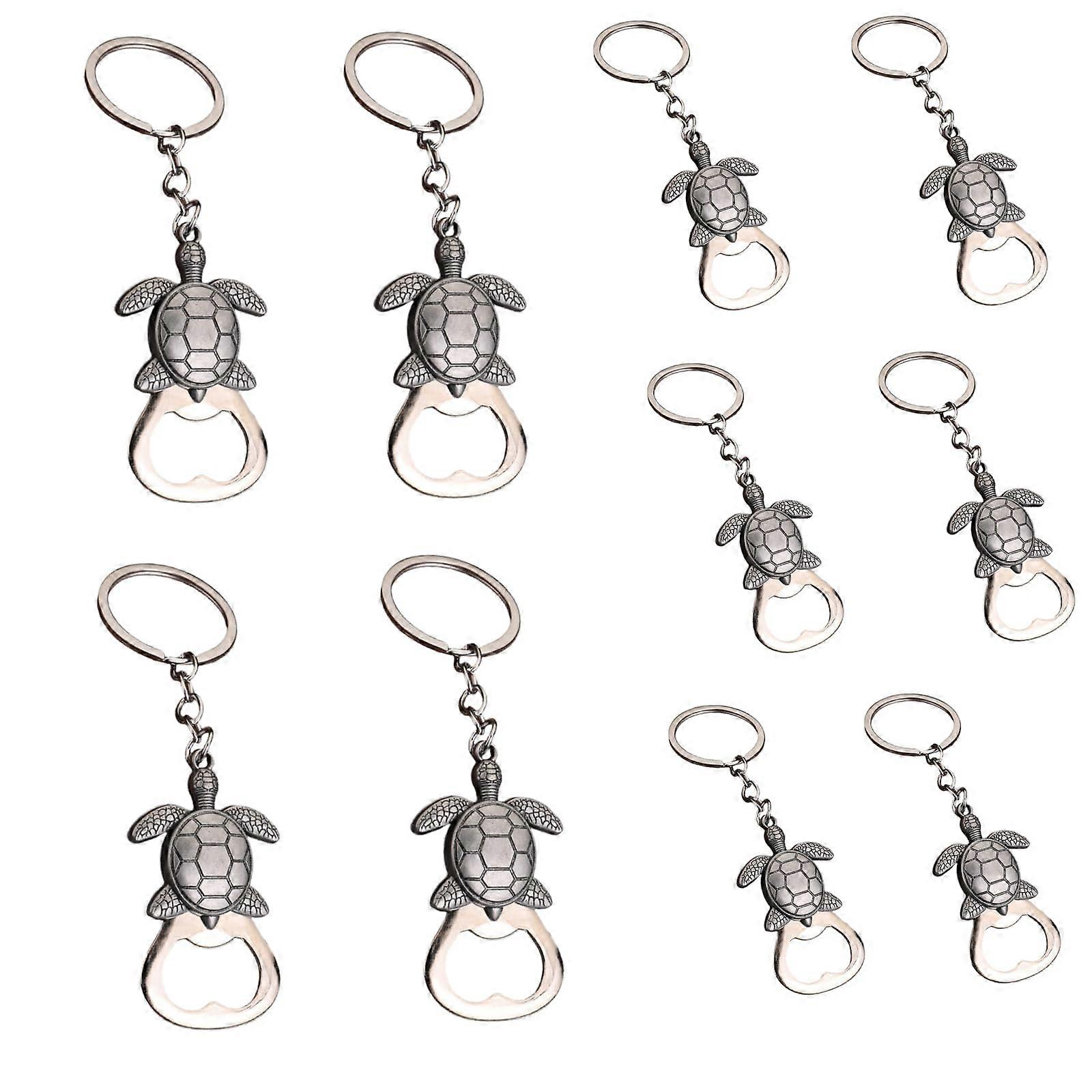Turtle Bottle Opener Keychain Set of 10 Portable Beer Openers for Wedding Party Anniversary