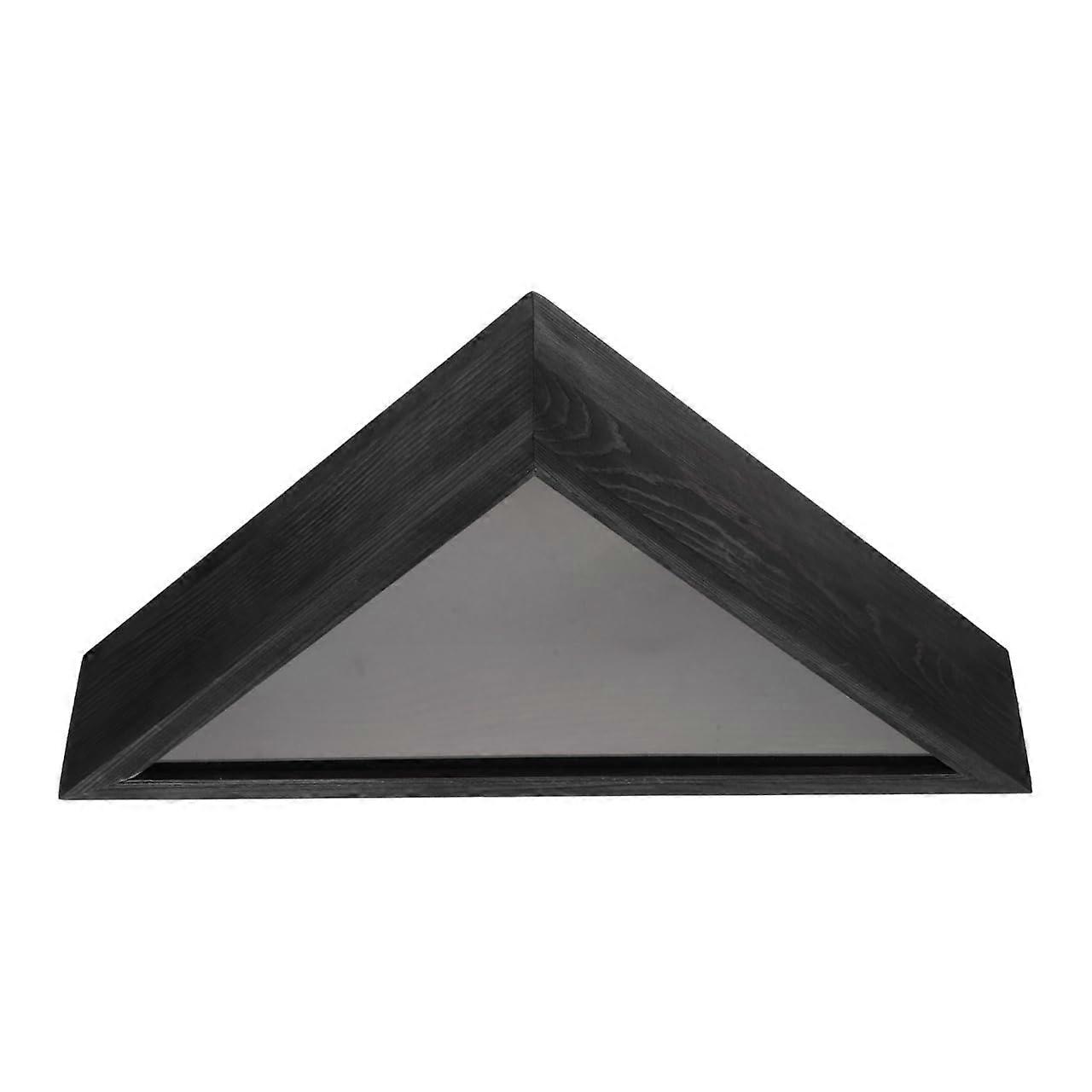 Burial Flag Display Case Wood Triangle Holder for Veteran Memorial Wall Mounted Shadow Box