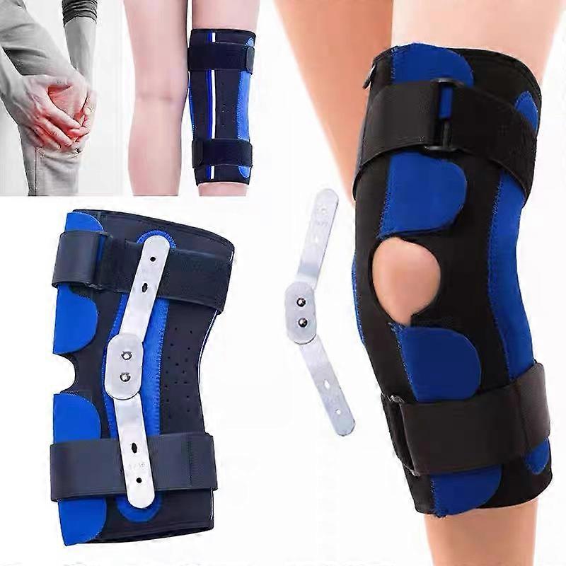 1Pcs Adjustable Hinged Knee Brace Kneepad Patella Wrap with Side Stabilizers Strap for Tendonitis Decompression Knee Support