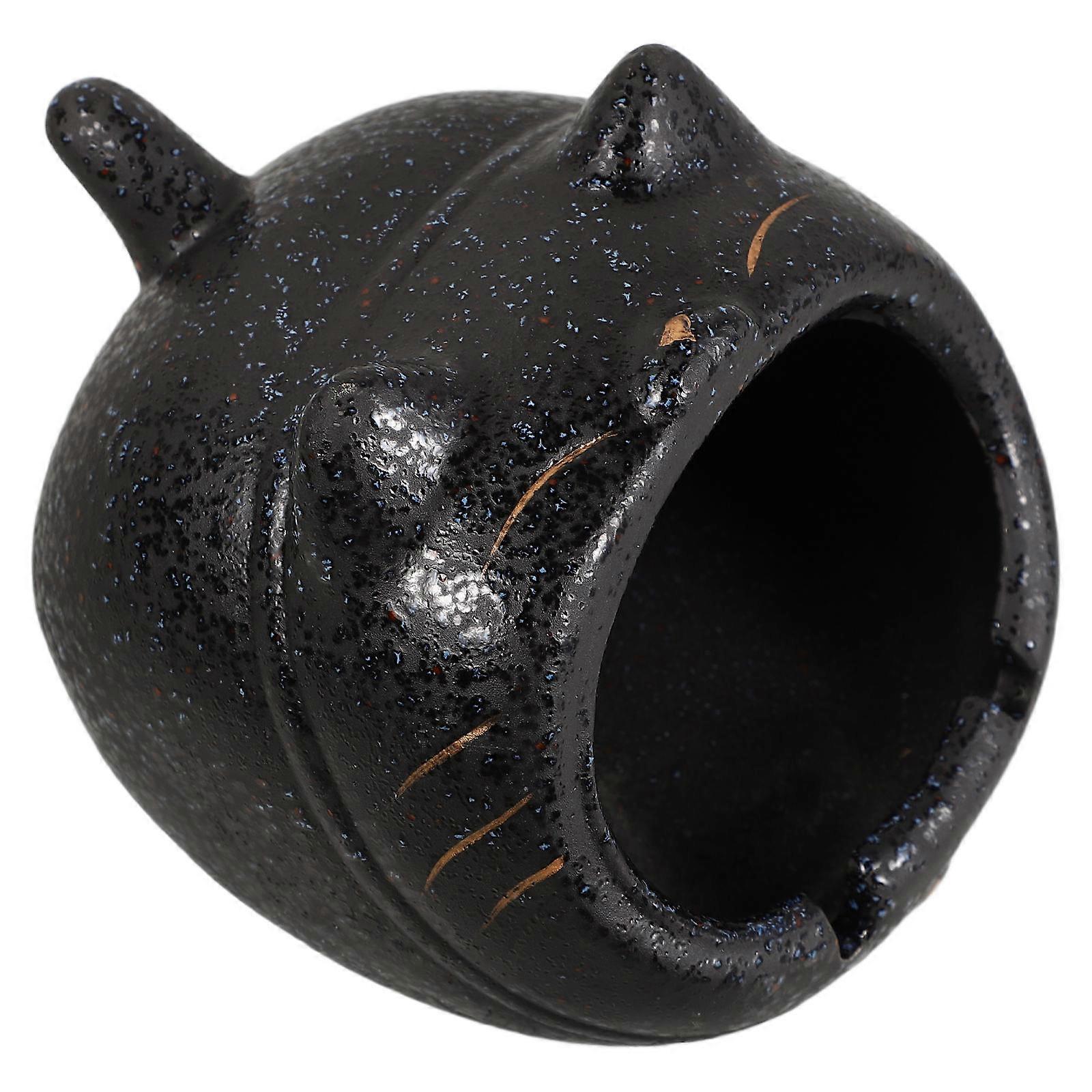 Black Ceramic Cute Cat Ashtray for Home Decorative Ash Holder