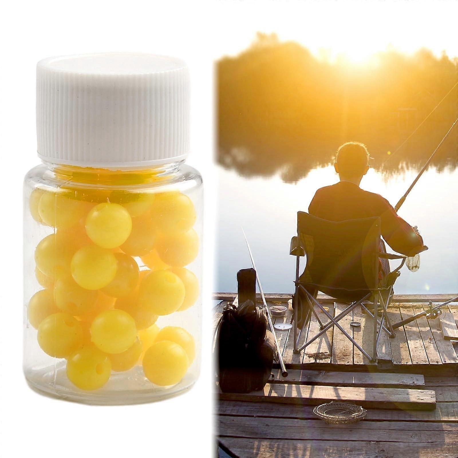 50pcs 8mm Round Fishing Beads with Flavor Attractant for Carp Rigging and Bait Stops in Red Green White Yellow (Sinker Yellow)