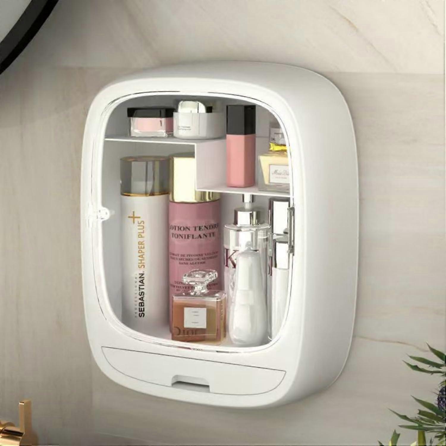 Wall Mounted Makeup Organizer Shelf, SpaceSaving Visible Cosmetic Display Storage Box for Bathroom