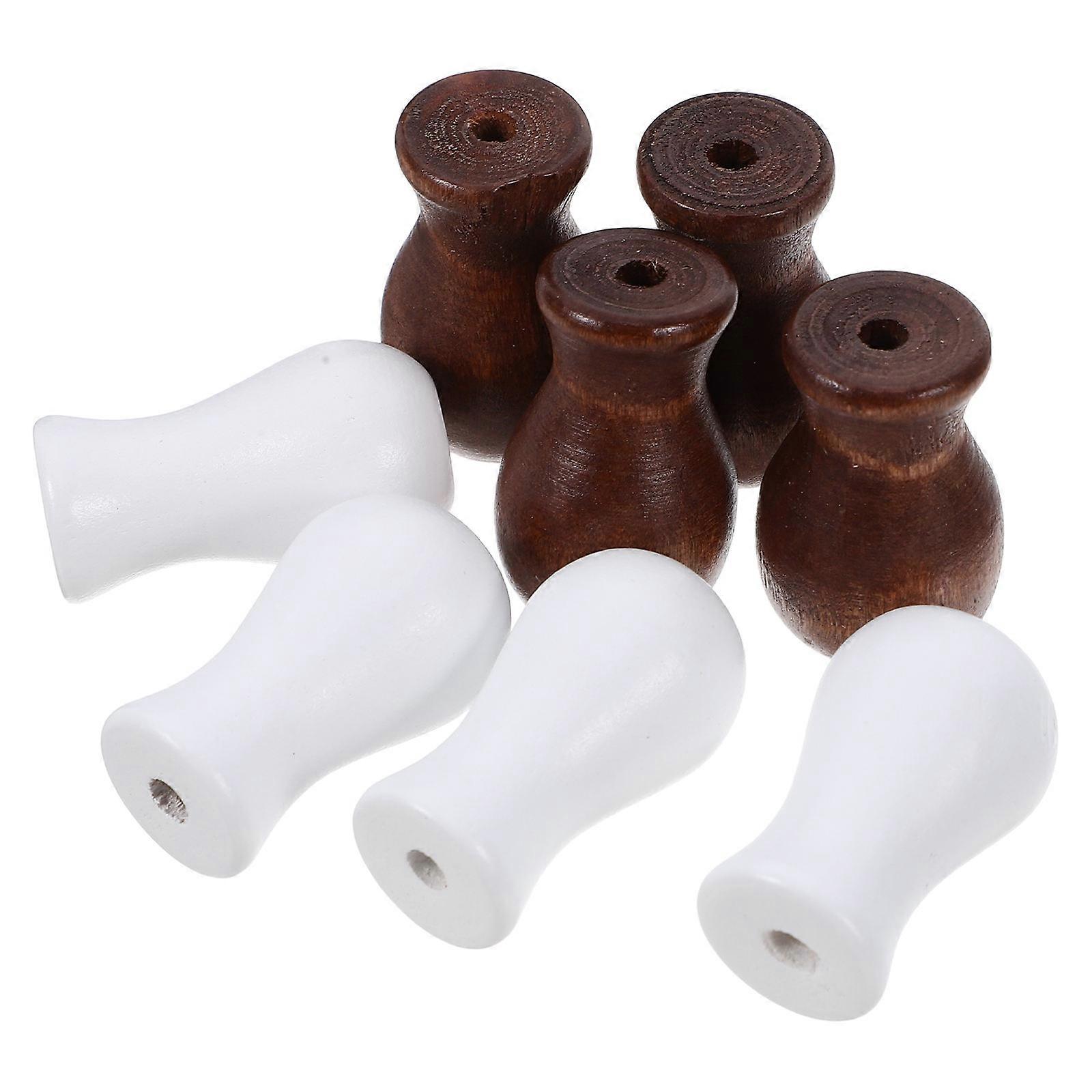 White Wood Pull Cord Knob for Curtains Featuring Build 8Pcs