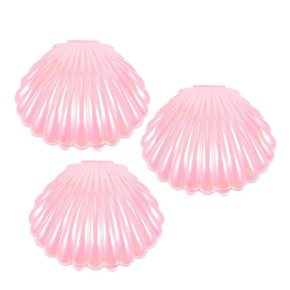3pcs Elegant Pink Seashell Shaped Storage Boxes for Home UseReusable PP