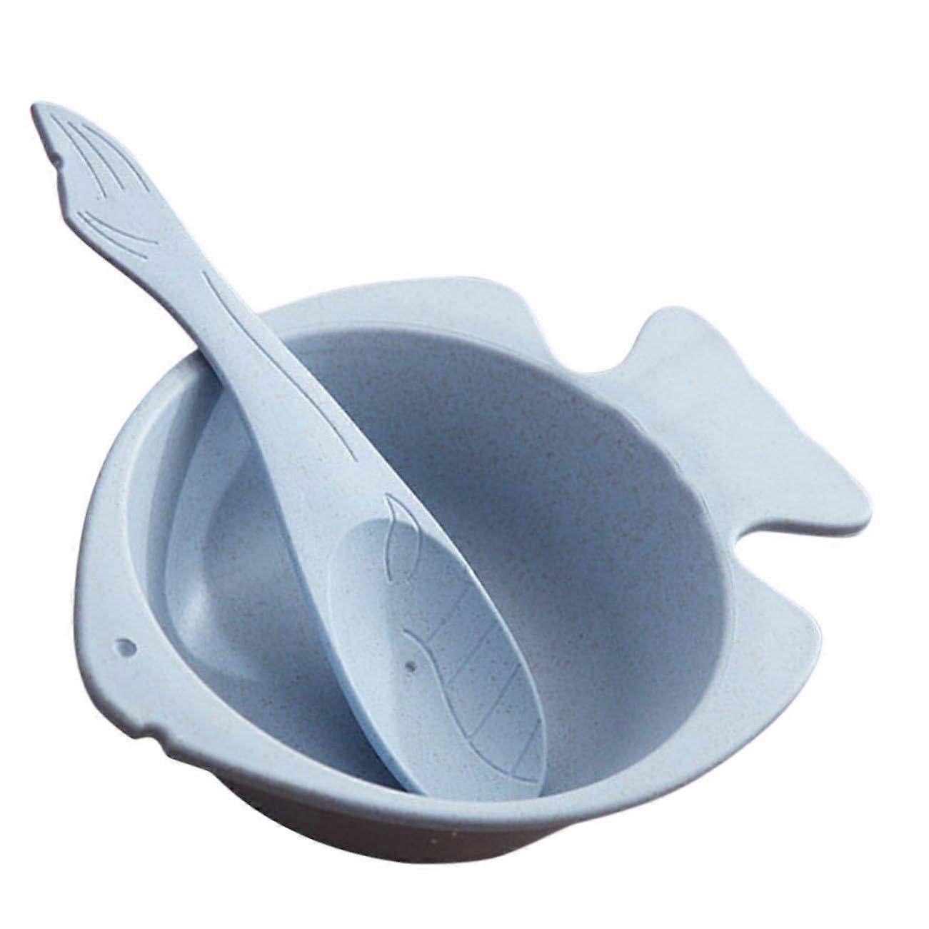 Fish Shaped Serving Bowl with Spoon, Unbreakable Wheat Straw Cereal Bowl for Soup Salad Dining
