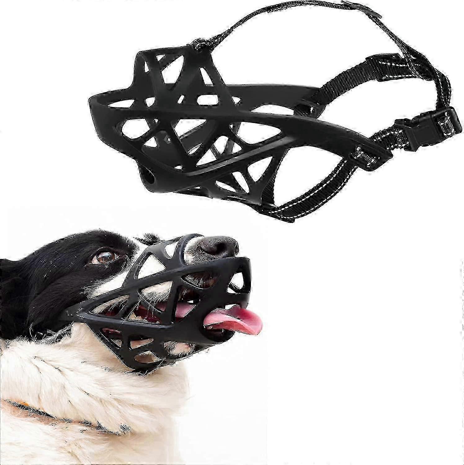 Dog Muzzle Soft Rubber Basket Breathable Muzzles Adjustable Straps For Small Medium Large Dogs Allows Drink Water And Panting Anti-biting Prevent Chew