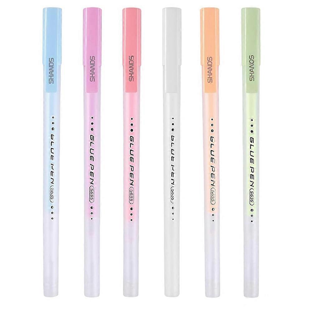 Glue Pen, 6Pcs 0.7 mm Colours Quick Dry Liquid Adhesive Pen Set, Fine Tip Spot Glue Stick for School Office