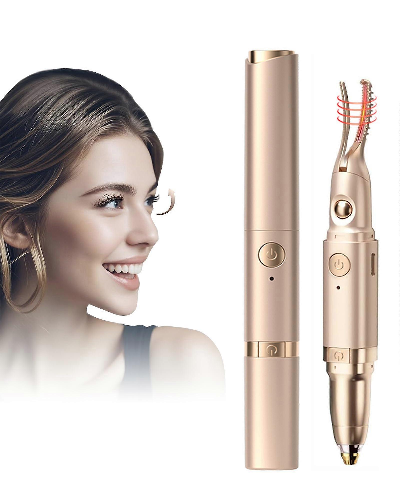 2 in 1 USB Rechargeable Heated Eyelash Curler and Electric Eyebrow Trimmer with Dual Temp Settings