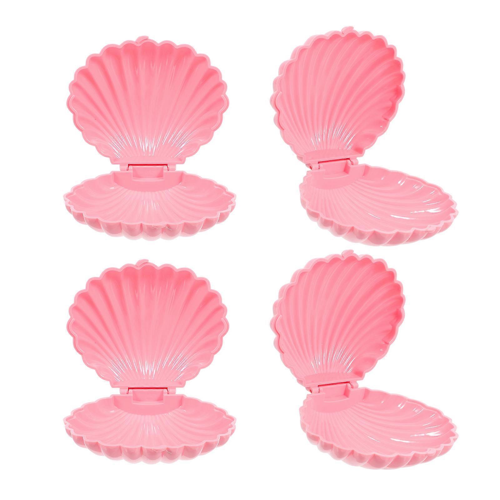 Seashell Box for Storage Use Set of 4 Pink Plastic Shell Candy Containers