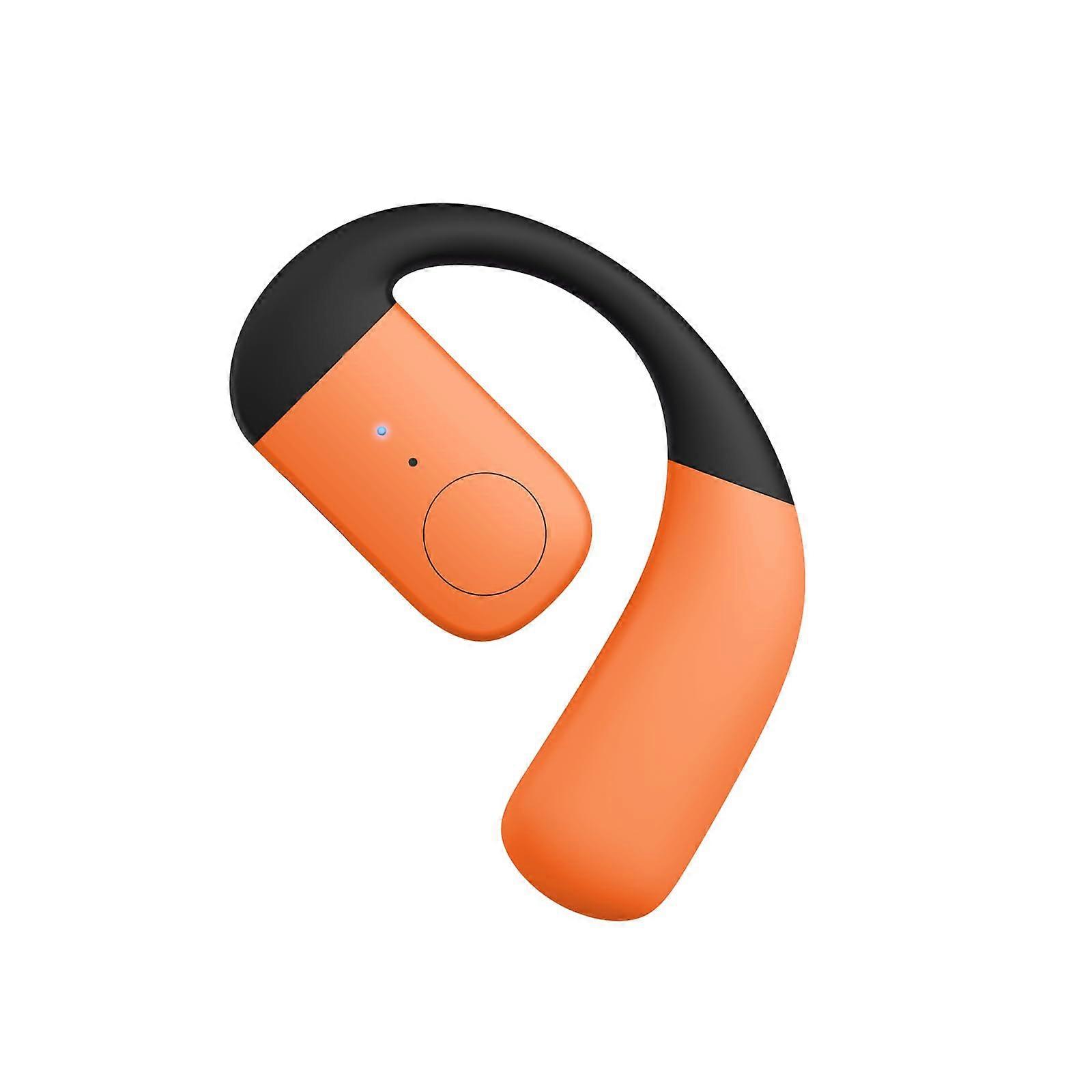 HandsFree OpenEar Wireless Bluetooth Headset Single Ear ENC Mic Noise Cancelling Waterproof Orange Driving