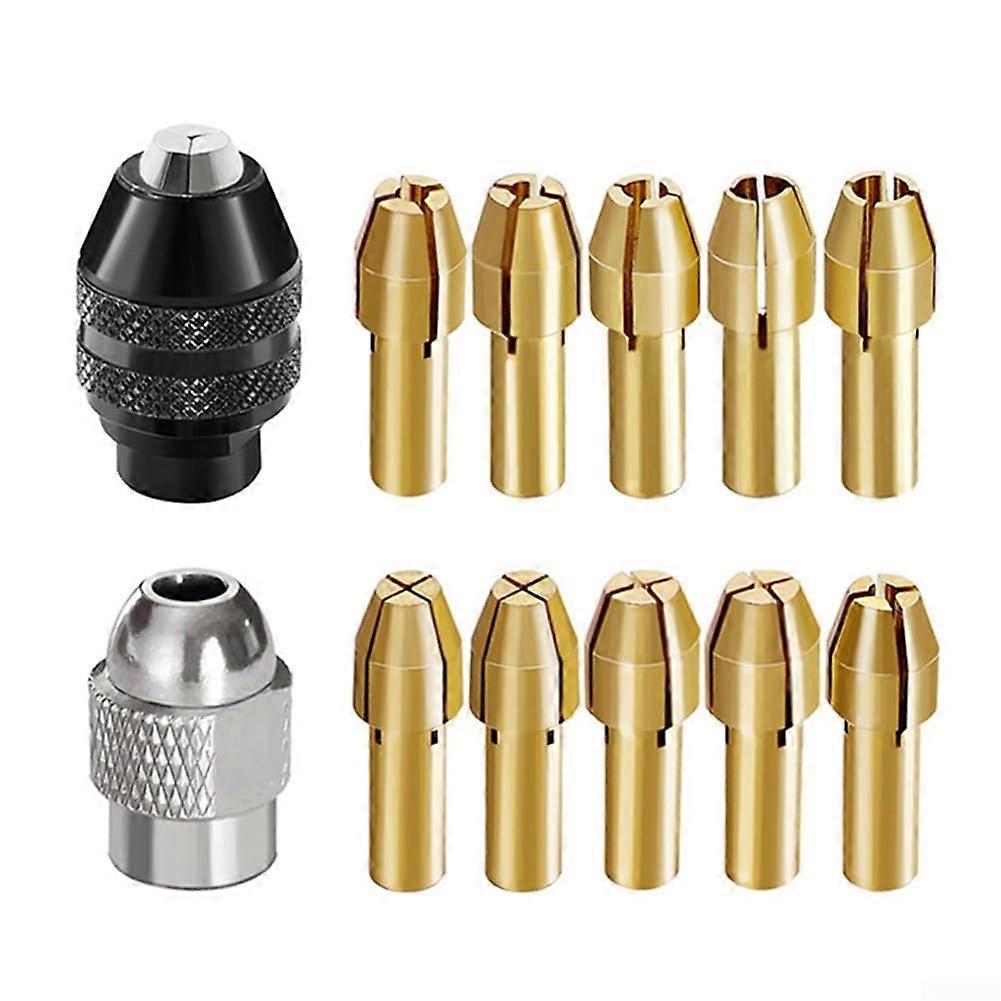Drill Chuck Set with Precision Brass Collets 0.5mm3.2mm, M8 Keyless Chuck for Rotary Tools