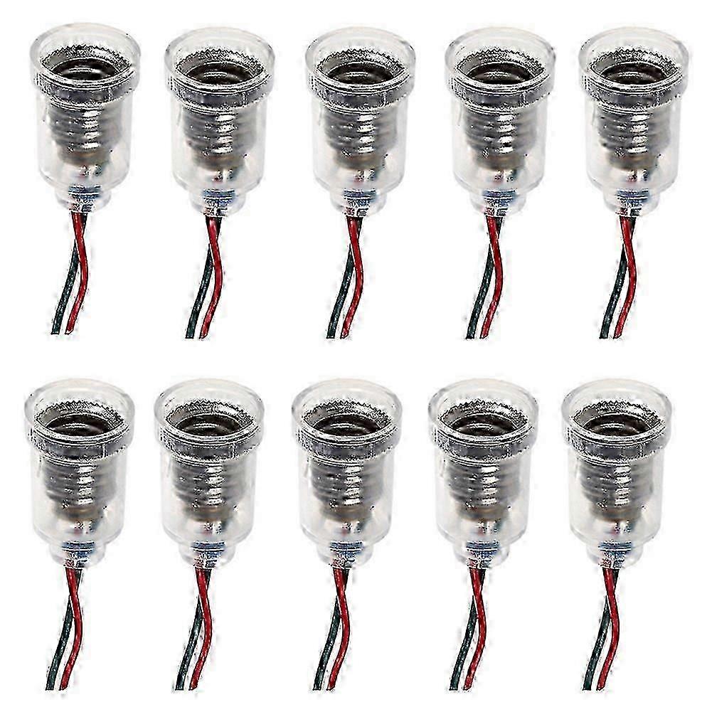 10 Pack E10 Bulb Mount Holders with Integrated Wires Compact Socket Base for Custom DIY Lighting & Electrical Projects