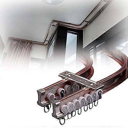 Flexible Double Curtain Track Rail Ceiling or Wall Mount for Bay Windows RV, Curved Adjustable 1.4m White