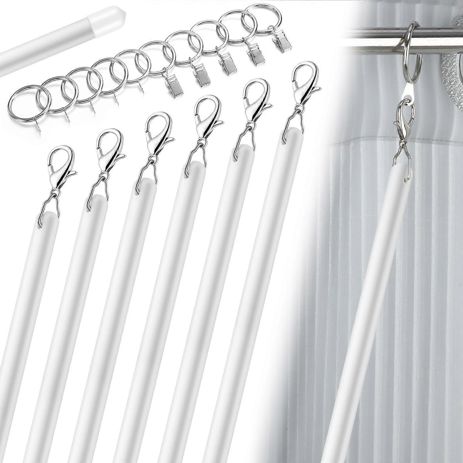 6 Pack 36 Inch Acrylic Curtain Pull Rods with Rings and Hooks, Long Curtain Wand Set for Windows