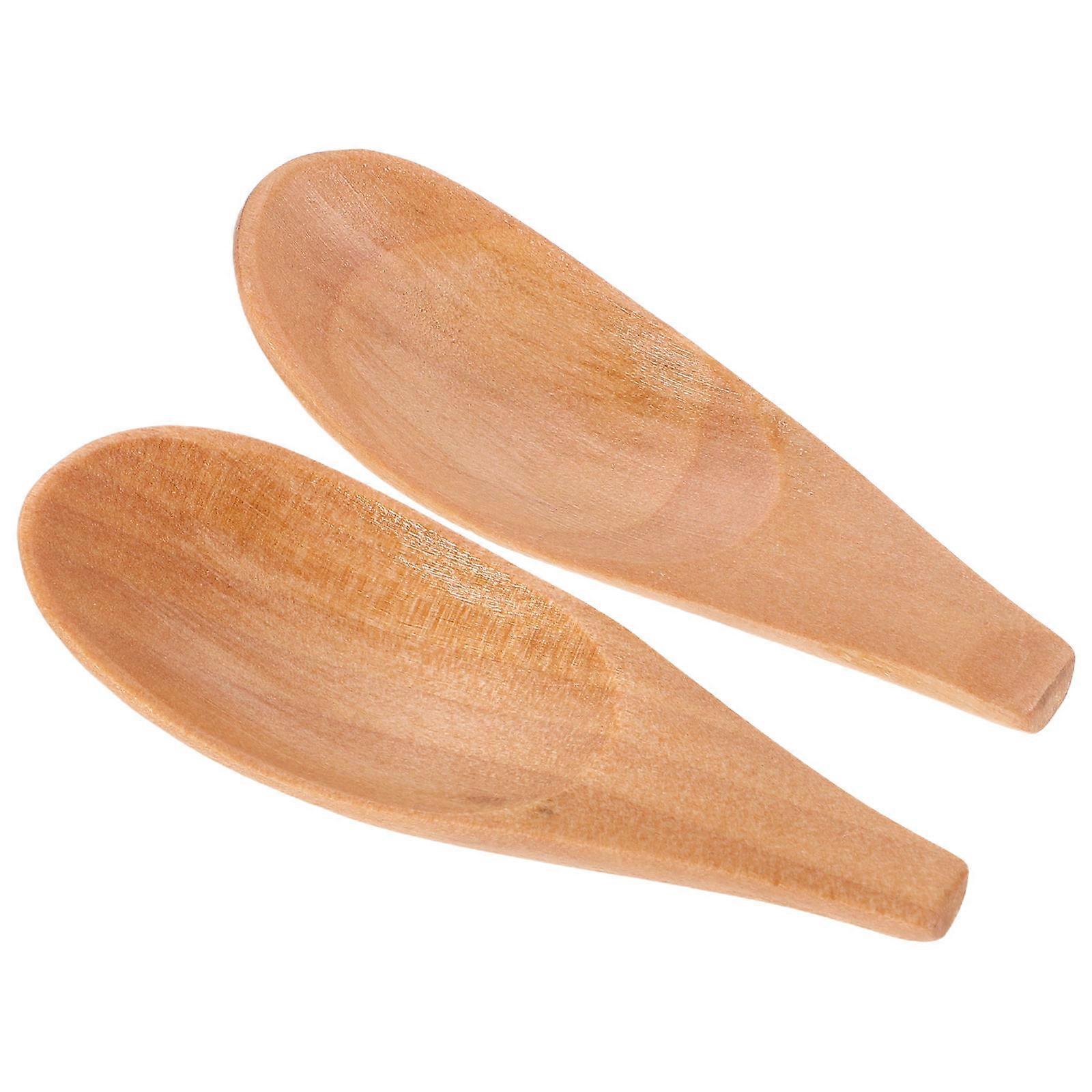 2pcs Light Brown Wooden Spoons for Kitchen Use Polished Craftsmanship UserFriendly Mini Spoons