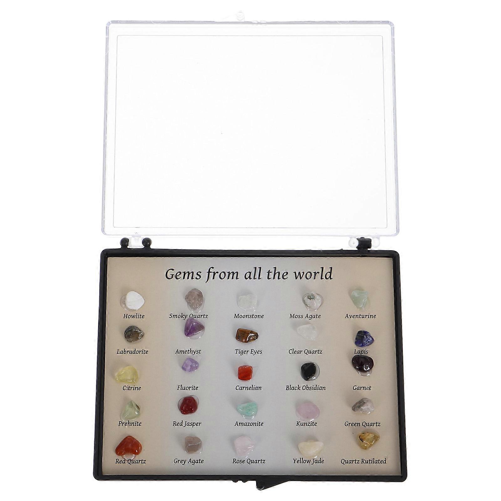 Mineral Specimen Collection Box for Display 1Set 25 Educational Rock Samples