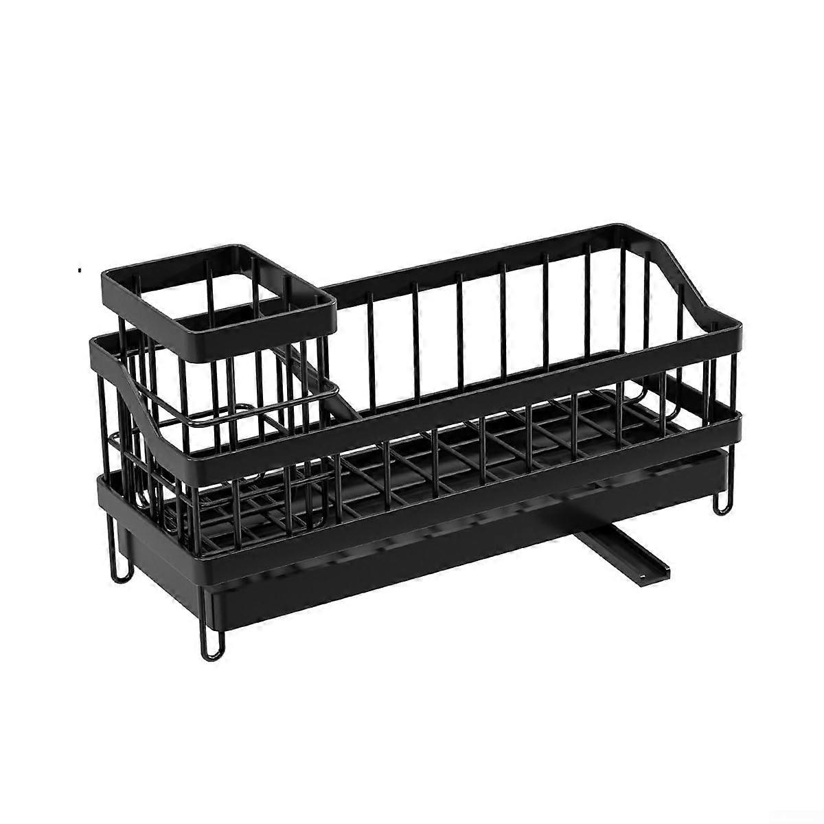 Sponge Holder with Removable Drip Tray, Rustproof Carbon Steel Sink Caddy for Fast Drying