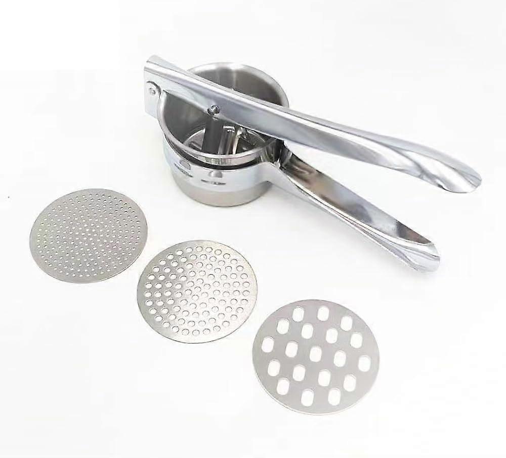 Stainless Steel Potato Ricer Masher with 3 Interchangeable Discs for Fluffy Mashed Potatoes