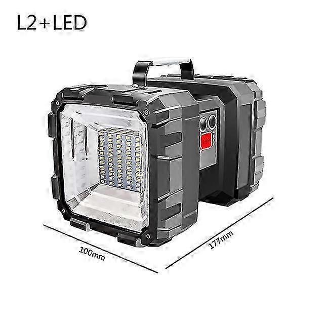 25-26 200W L2/P70 Dual Head Flashlight USB Searching LED Flashlight