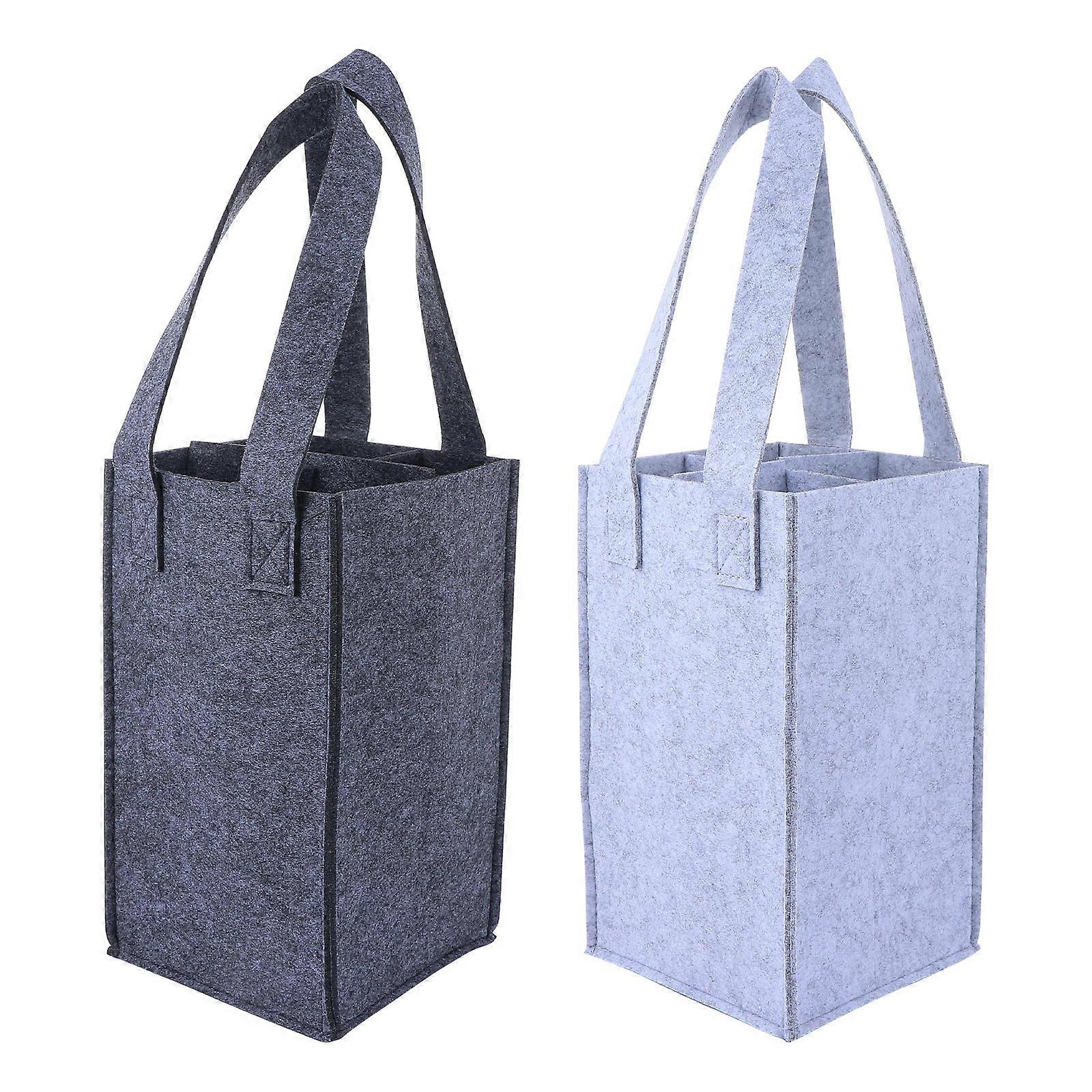 Assorted Color Felt Wine Carrier Tote for Storage Use 2Pcs Set