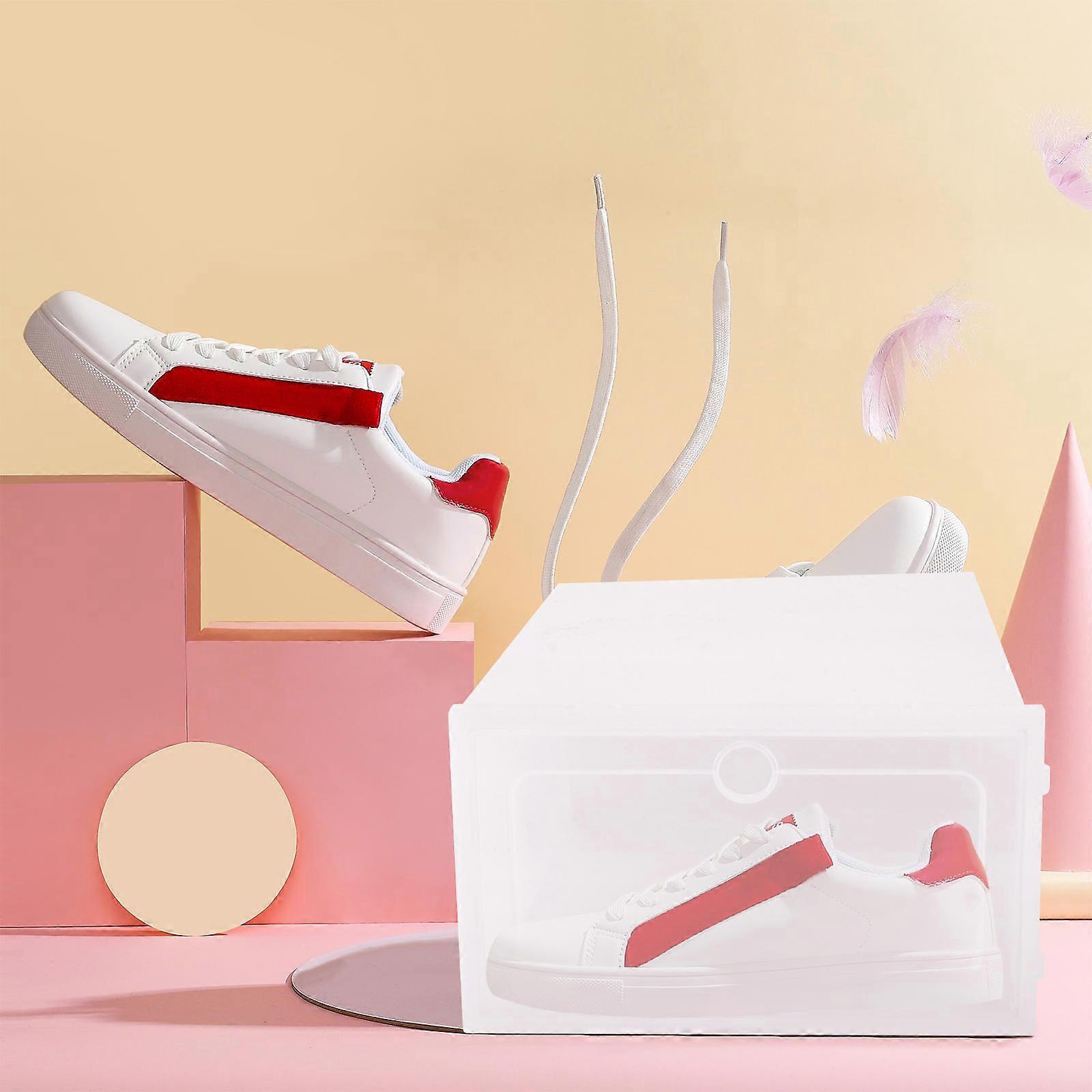 Stackable Shoe Racks Foldable Shoe Box for Shoes Storage 2Pcs White