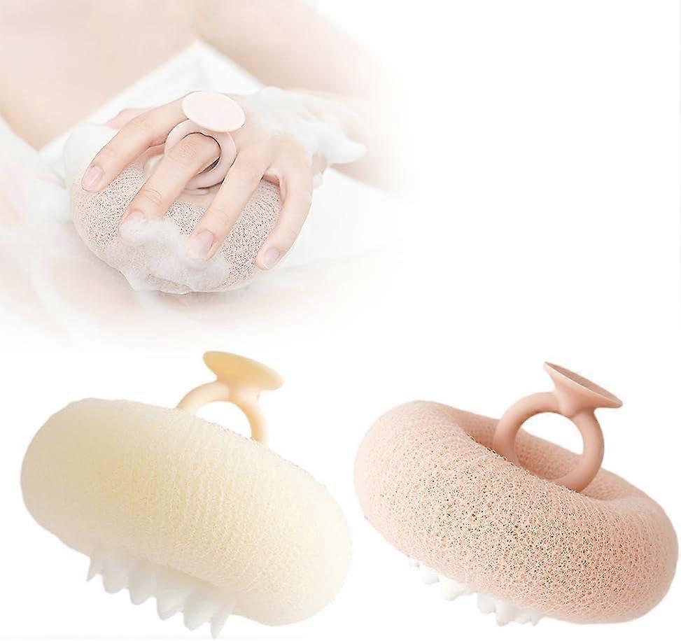 Soft Exfoliating Sunflower Bath Sponge with Suction Cup, MultiColor Mesh Pouf Shower Loofah