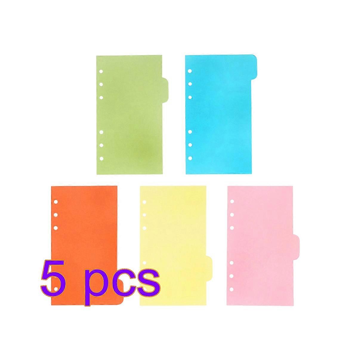 Insertable Tab Colorful A5 Paper Dividers for Organizing Documents 5Pcs