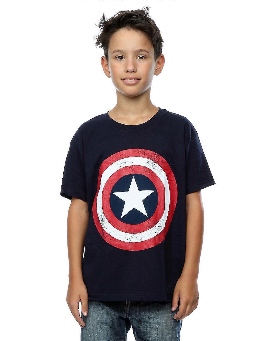 Marvel Boys Captain America Distressed Shield T-Shirt