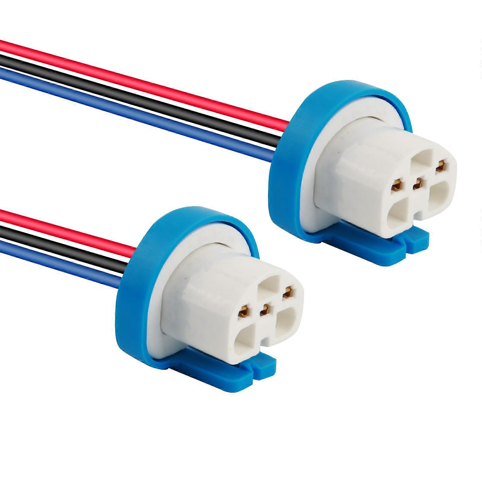 2PCS Headlight Wiring Harness 9007 9004 HB5 Ceramic Socket  Temp Resistant Universal Plug