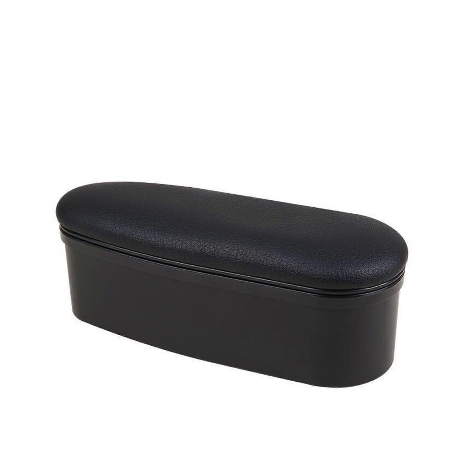 Leather Car Armrest Storage Box with Ergonomic Support and Universal Easy Install  Black