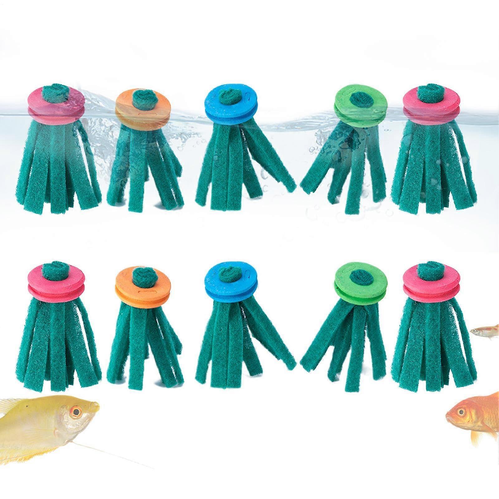 10pcs Floating Fish Breeding Mop with Foam Ring, Reusable Aquarium Spawning Mop for Rainbowfish