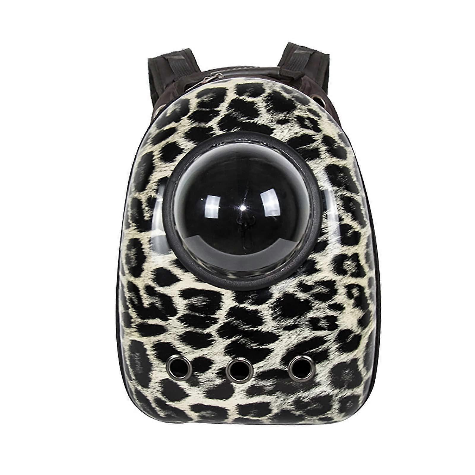 Cat Backpack Carrier with Space Capsule Design for Hiking, Hard Shell, Ventilation, Safety Leash