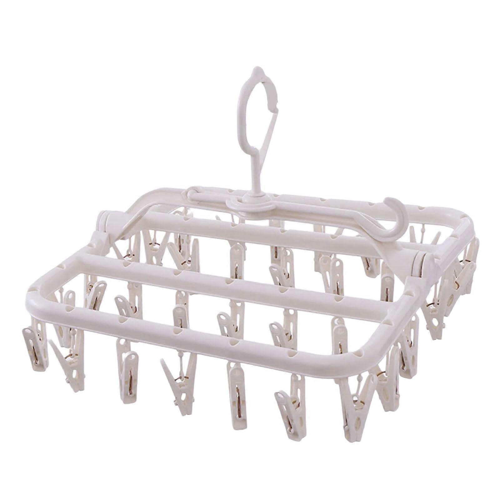 Clothes Drying Rack Foldable SpaceSaving with Secure Clamps for Indoor Outdoor Laundry