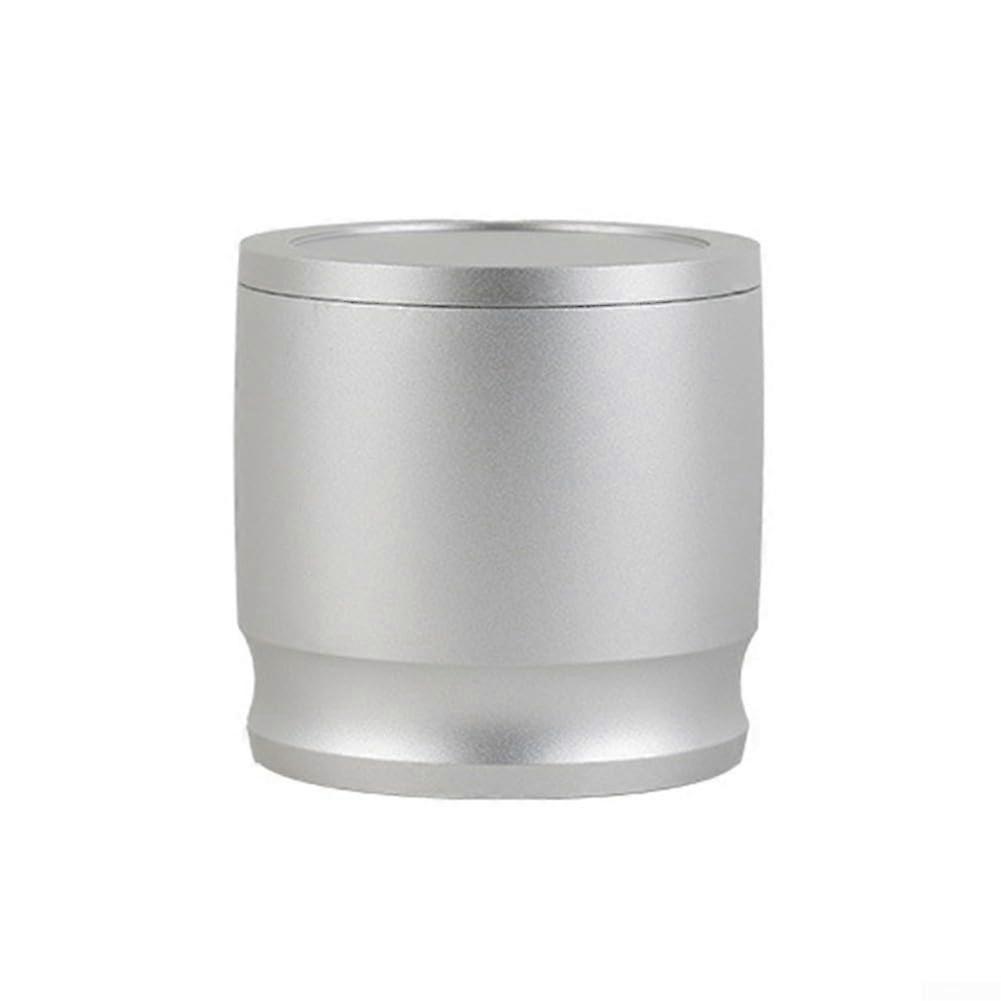 58mm Coffee Grounds Container with Lid, Durable Alloy Build, Compatible Grinder Fit, Silver