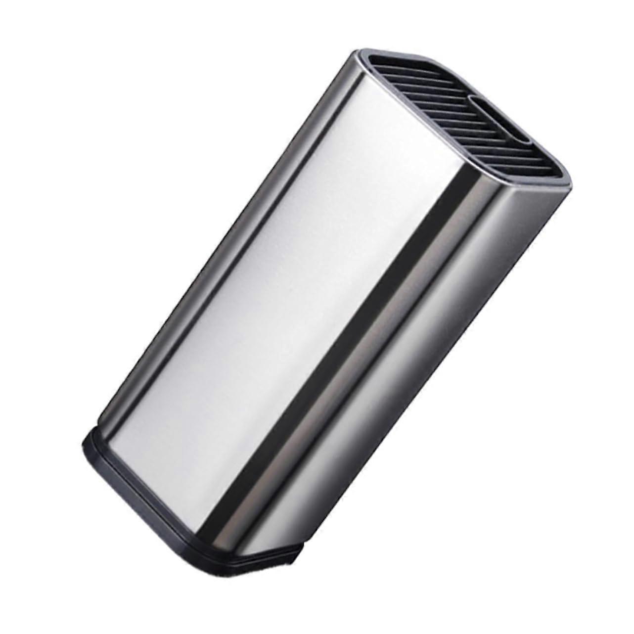 Knife Block Stainless Steel Organizer Rustproof Kitchen Holder with AntiSlip Base Compact Silver