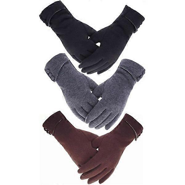 3 Pairs Women's Winter Warm Windproof Touchscreen Gloves