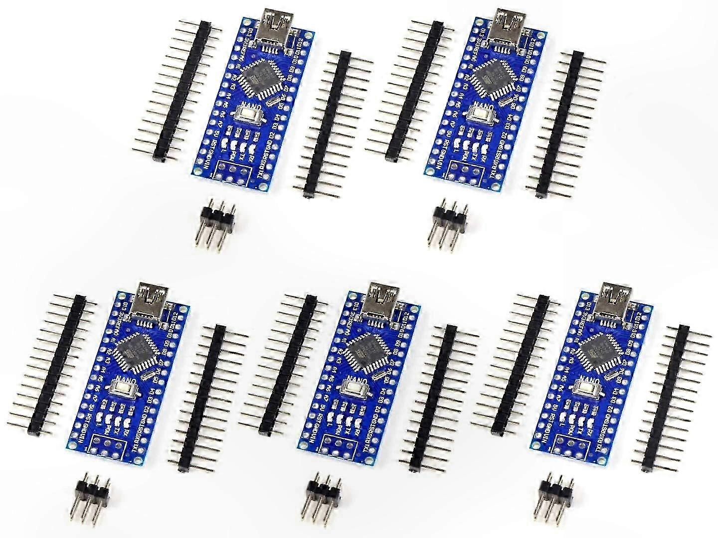 ATmega328P Microcontroller Board, CH340 USB Interface, Nano V3.0-Compatible Mini Development Board (5 Pack)
