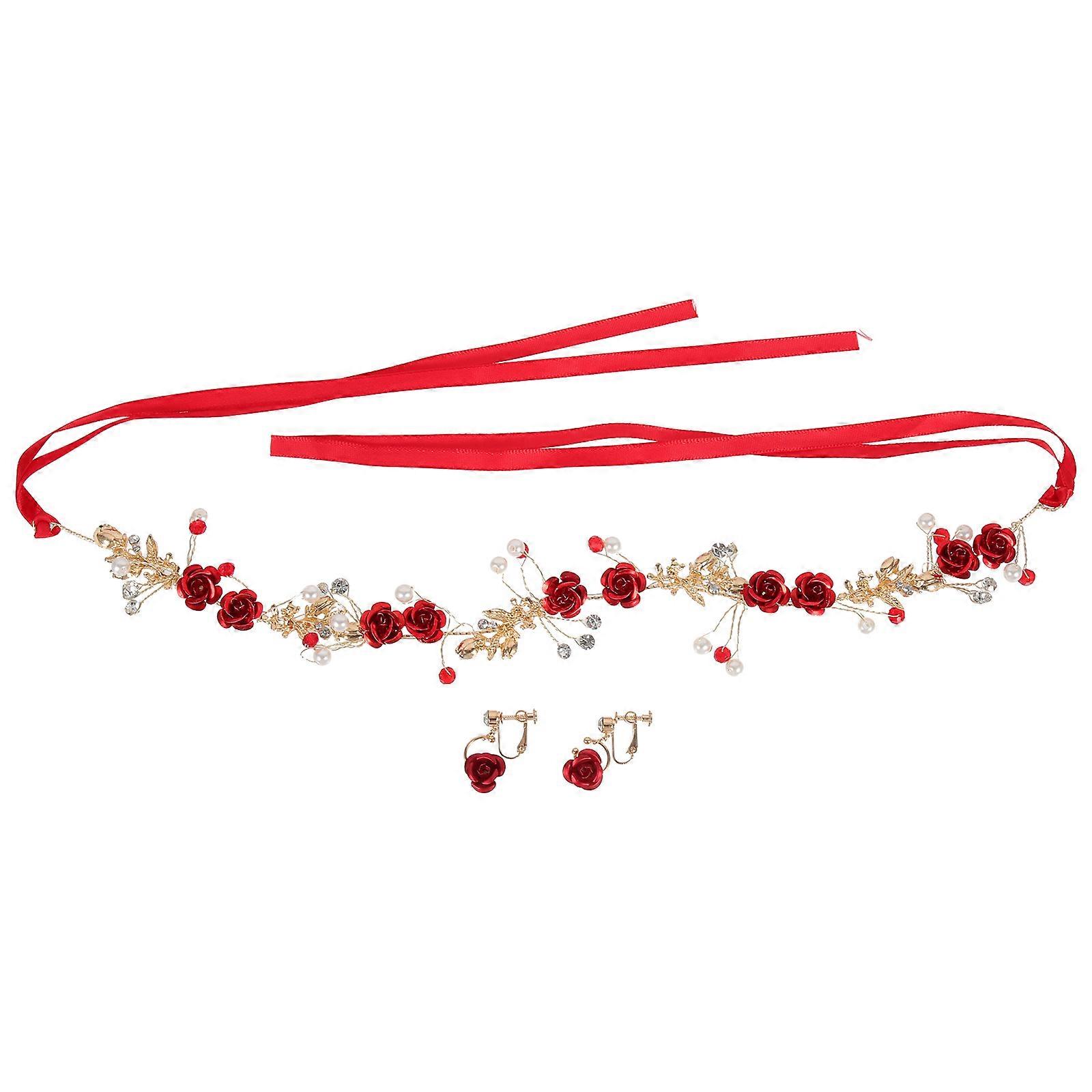 Bride Headband with Earrings for Wedding Decoration 1Set