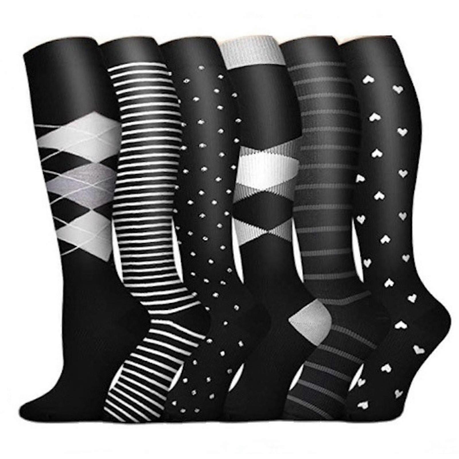 Compression Sock 6 Pair Set Anti-Odor Socks for Workout Exercise