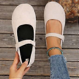HWRETIE Buckle Strap Shoes Women Fashion Casual Versatile Mary Vacation Summer Style Fashionable Buckle Flat Shoes White