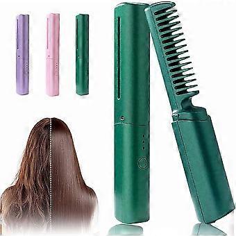 Fer à lisser en céramique 2 en 1 rechargeable par USB, 3 réglages de température (150 °C à 200 °C), 24 h sans frisottis, protection anti-brûlure, utilisable sur cheveux secs ou mouillés — Compatible USB