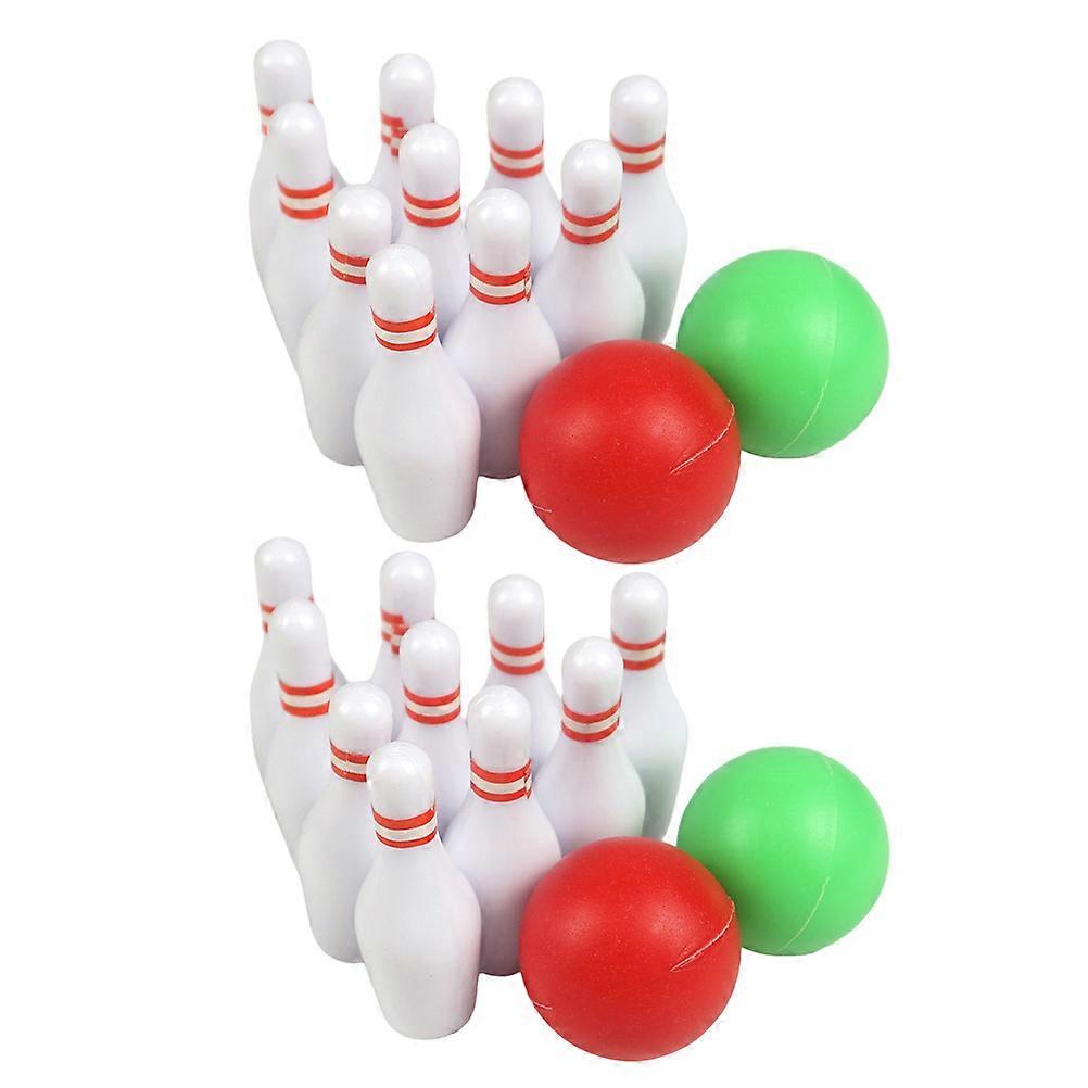 Mini Bowling Balls Model for Kids 2Sets Plastic Bowling Model Accessory