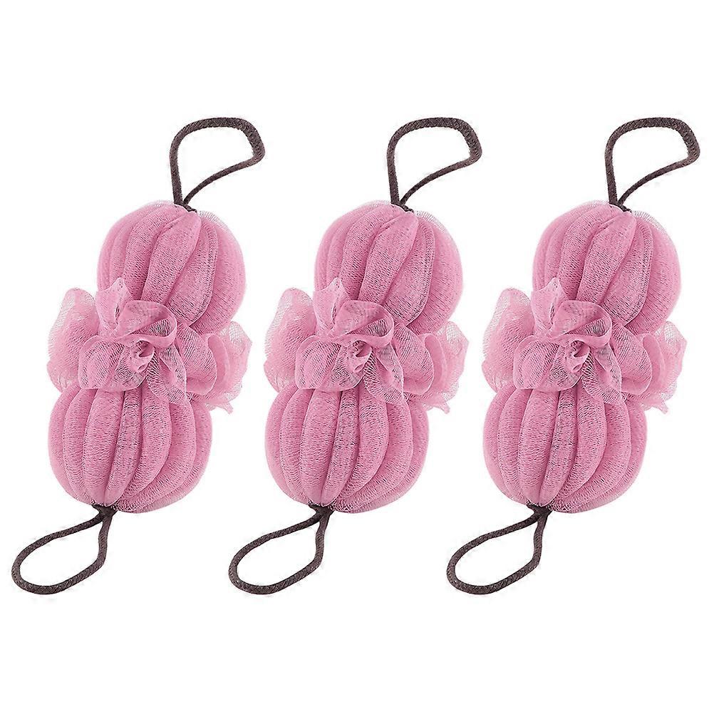 Pink Bath Loofah Sponge for Bath 3Pcs Practical Shower Puff Set