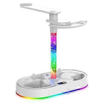 Magnetic Charging Stand for PS5 VR2 Controller Charging Stand with RGB Lights and Storage for Eye Mask and Headphones
