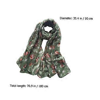 Kerstsjaal met kerstmanmotief, 1 stuk, groene voile.
