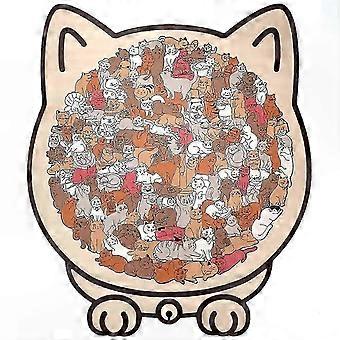 Unique Cat-Themed 135-Piece Wooden Jigsaw Puzzle in Morandi Colors, Perfect for Adults & Kids, A Fantastic Holiday or Birthday Gift JH2