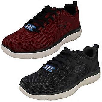 Mens Skechers Lace Up Casual Trainers Brisbane 232057 - Red/Black Textile - UK Size 13 - EU Size 48.5 - US Size 14