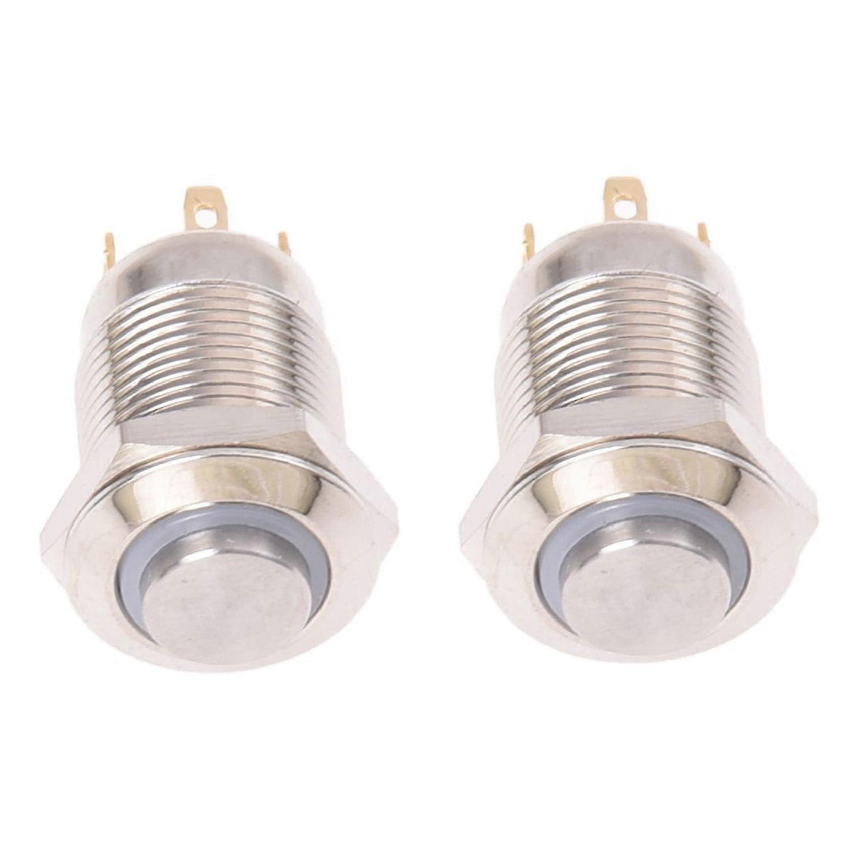 2X 3V Push Button Switch Doorbell Button Blue LED 12 mm Silver